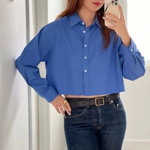 Miumiu style cropped shirt